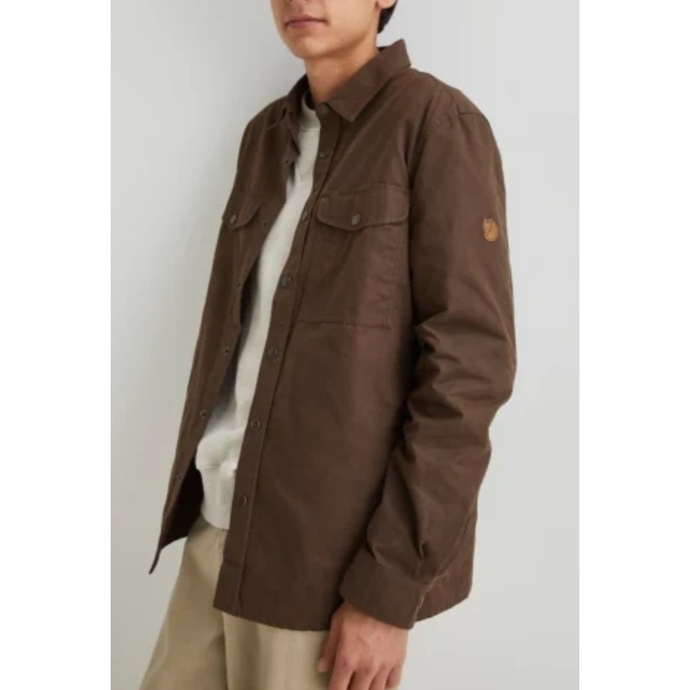 Fjallraven Ovik Shirt Jacket Mens XL Brown Button Up Pocket Shacket Gorpcore